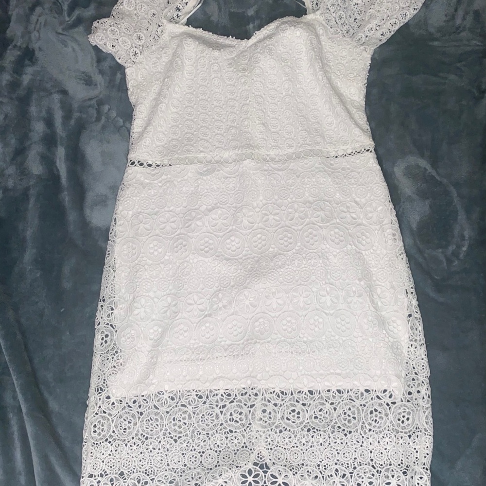 White lace midi dress